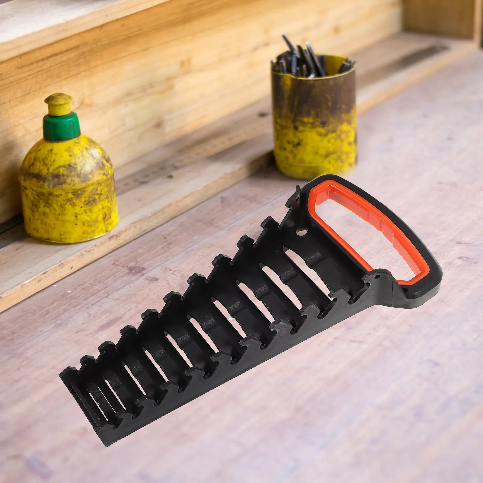 Premium Heavy Duty Wrench Rack for Ratchet Wrenches 10 Slot Organizer with Carry Handle Wall Pegboard Mountable Tool Storage