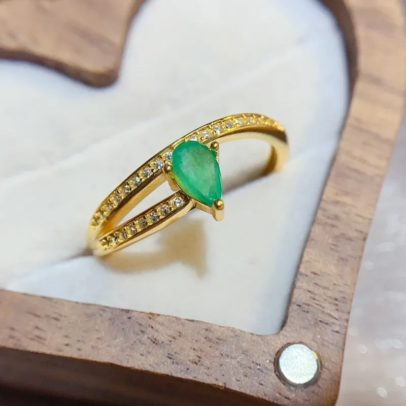 

YULEM Women Natural Emerald Jewelry Water Drop Design Silver 925 Fine Green Gem Jewelry