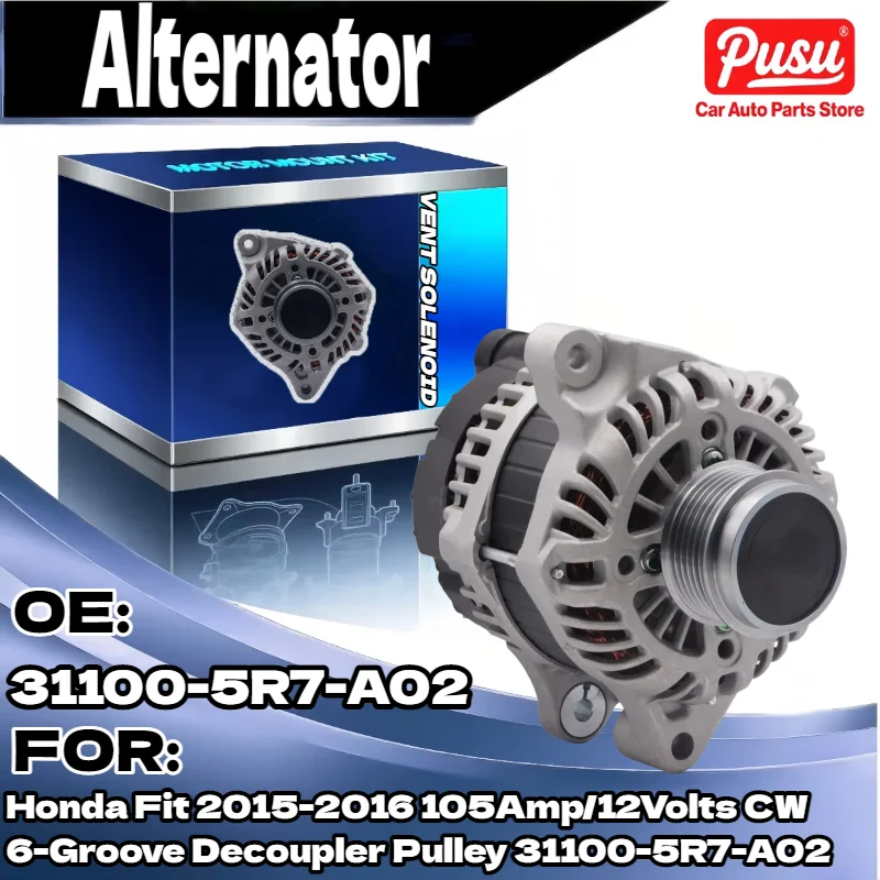 

Надежный генератор переменного тока для Honda Fit 2015 2016, 105 А, 12 Вольт, CW, 6 канавок, развязывающий шкив