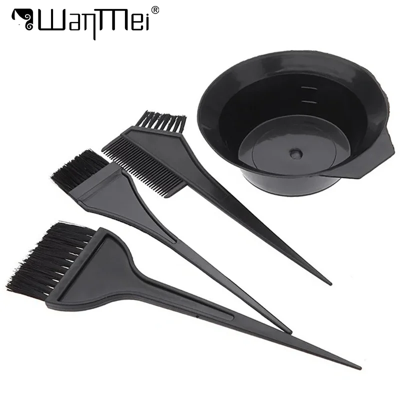 

4 шт./компл., профессиональный набор для окрашивания волос, чаша смешанного цвета с кистью для перемешивания, раскраска, отбеливание, салон красоты, инструменты для укладки волос