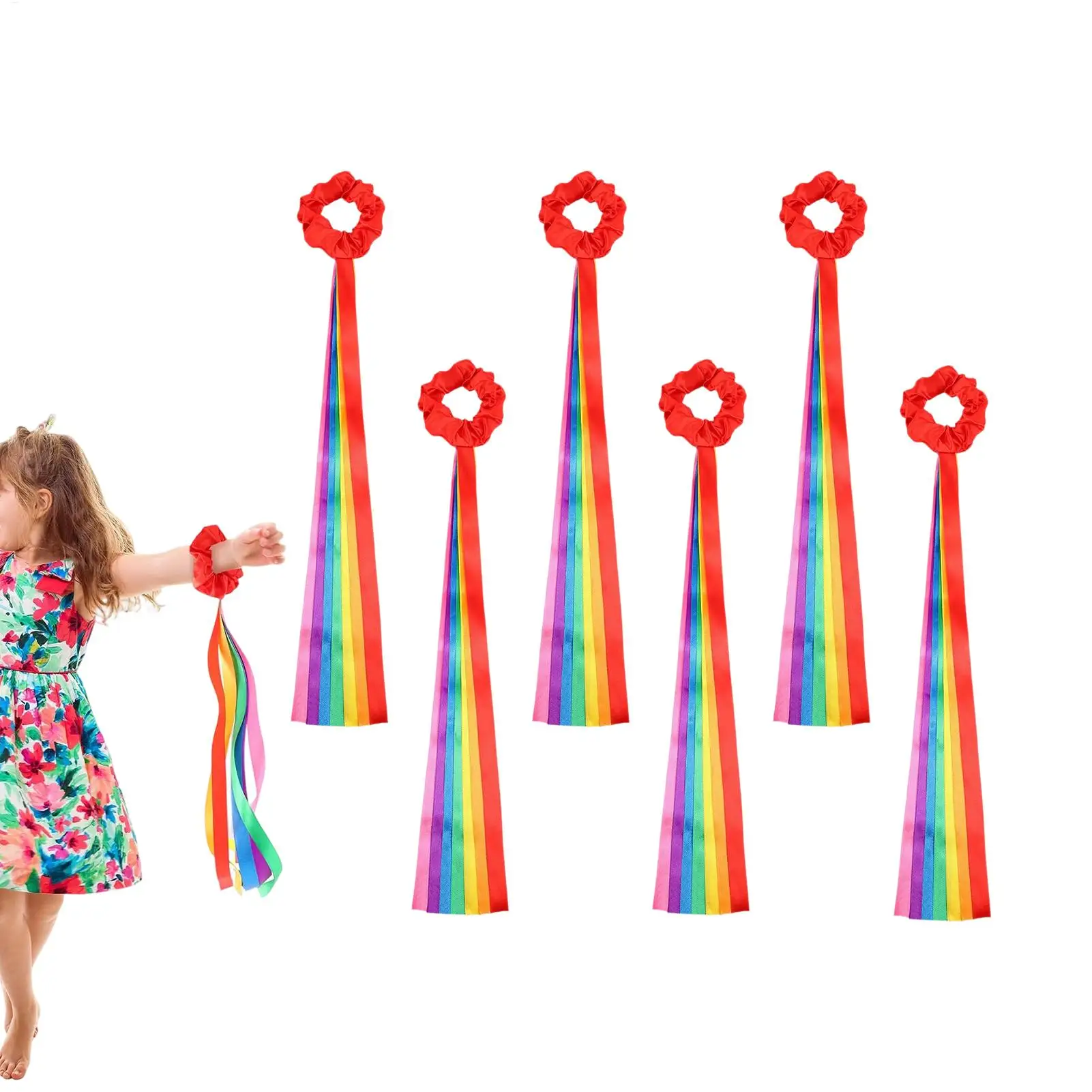 6pcs 19.69 Inch Wrist Dance Ribbons Multi-Colored Handheld Streamers For School Art Show, Gymnastics, Team Training, Gatherings