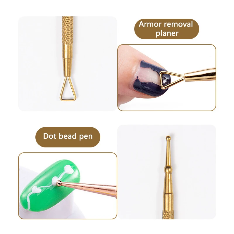 1 Uds. Bolígrafo punteado para decoración de uñas, mango de cuentas de cristal, dibujo de doble punta, pintura, diamantes de imitación, herramientas de manicura