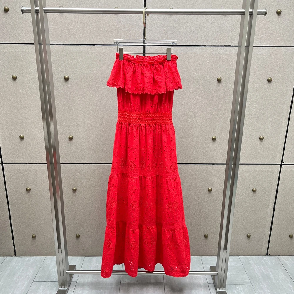 Vestido Largo Maxi de Algodón - Embroidery H&M reseña y precio