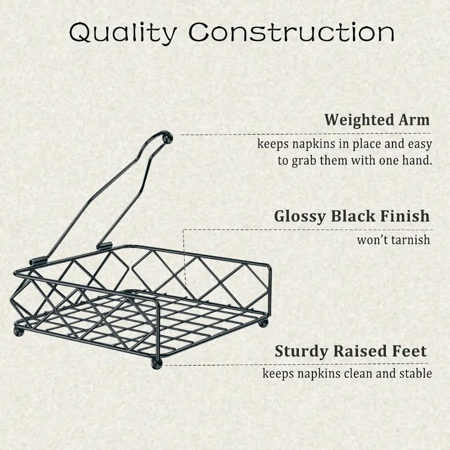 حامل مناديل لحوامل مناديل ورقية مربعة الشكل مع ذراع مرجح أنيق مسطح ريفي معدني حامل مناديل حديث للمطبخ