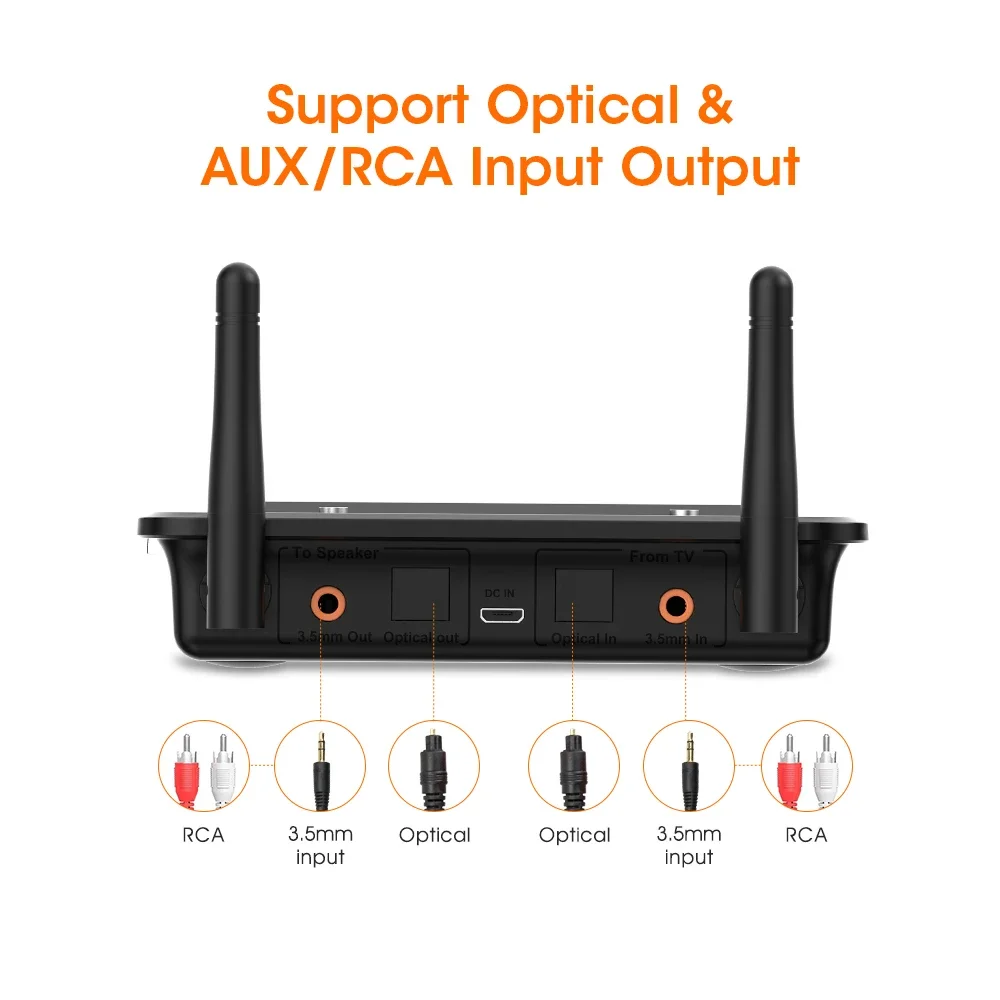 

2025 hot sale 1Mii Bluetooth 5.2 Audio Receiver Transmitter 3 in 1 TX + RX + Bypass Mode 164ft Long Range Low Latency Bluetooth