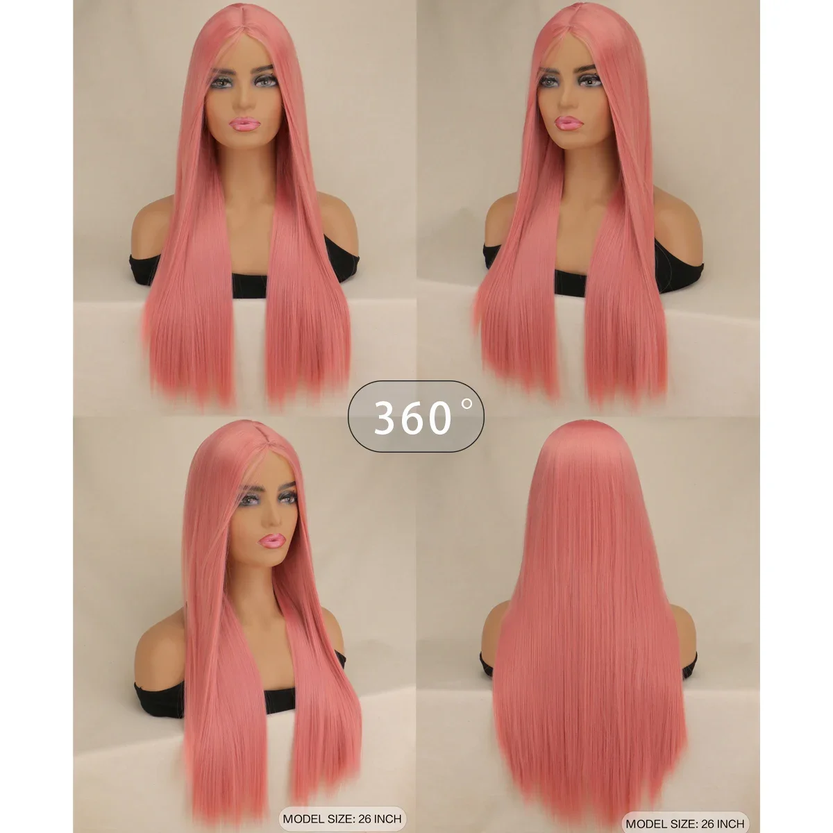 المرأة الاصطناعية طويلة مستقيم الشعر ألياف مقاومة للحرارة الشعر حفلة تأثيري هدية الكريسماس شعر مستعار أسود زي حفلة الهالوين