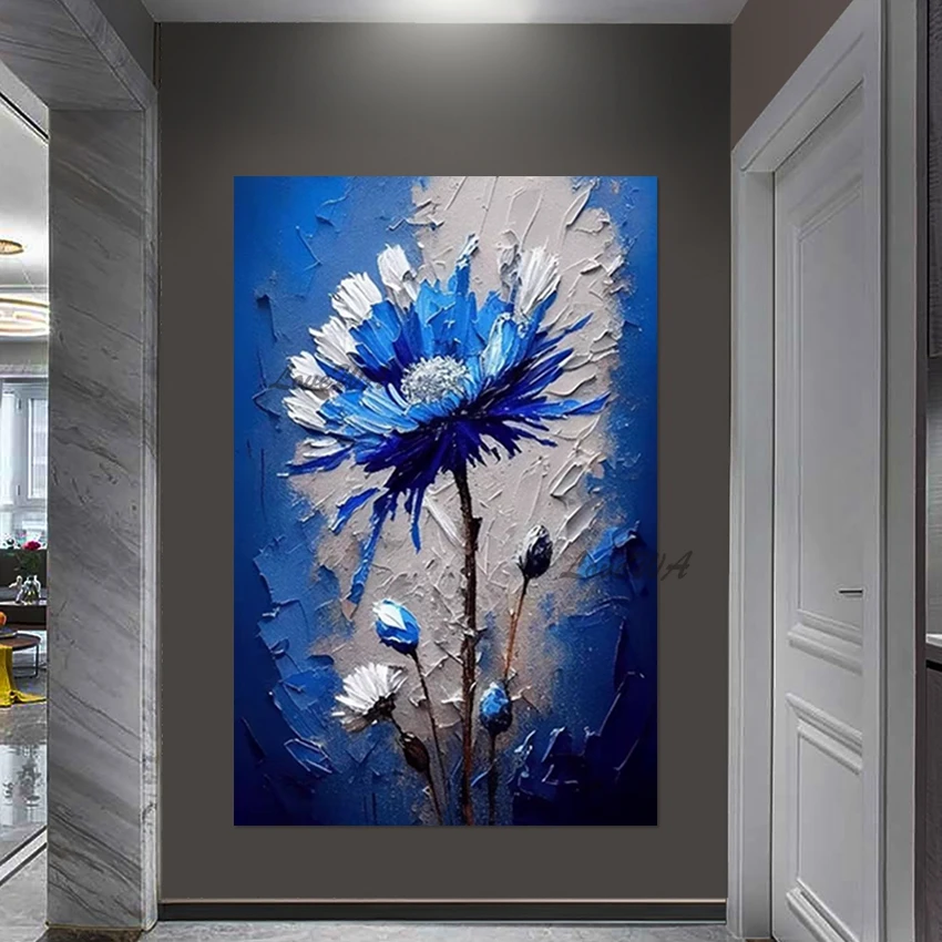 Modern Beautiful Acrylic Flowers Texture Handmade Oil Paintings Palette Knife Canvas Art Design Picture Decoration Abstract Wall