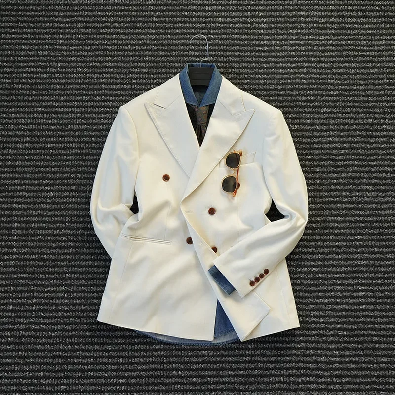 Design Aesthetics, Boxed Collar Double-breasted Suit Men's Business Casual Suit