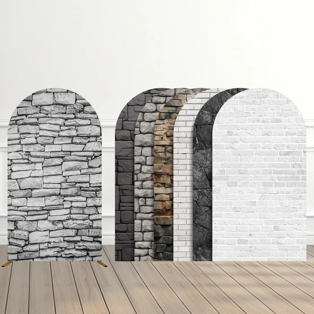 

Винтажный фон с аркой из кирпичной кладки, односторонний, серо-белый, для фотосессий новорожденных, детских праздников, свадеб, портретов