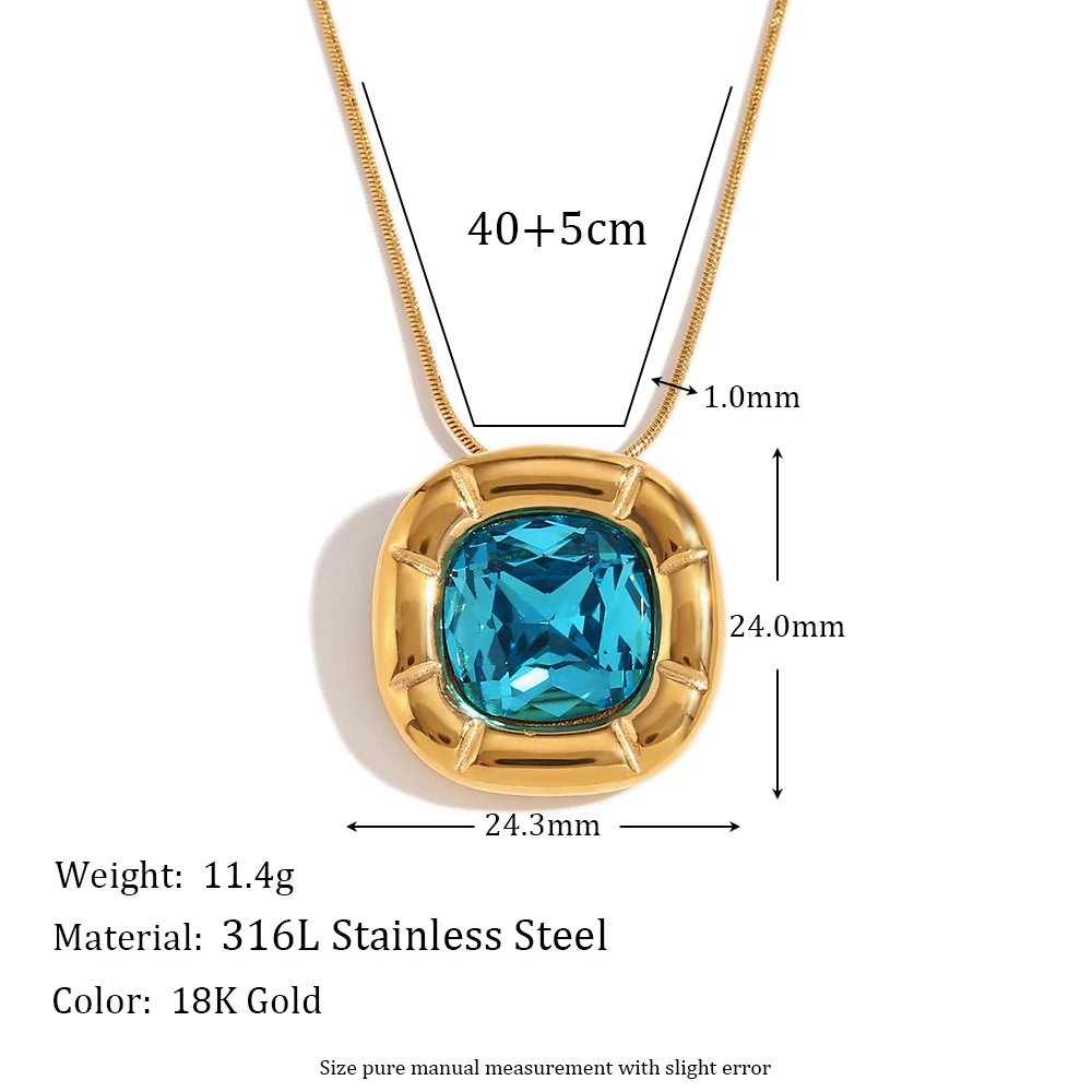Women's 18K Gold Plated Zircon Rounded Square Necklace Earring Ring Set