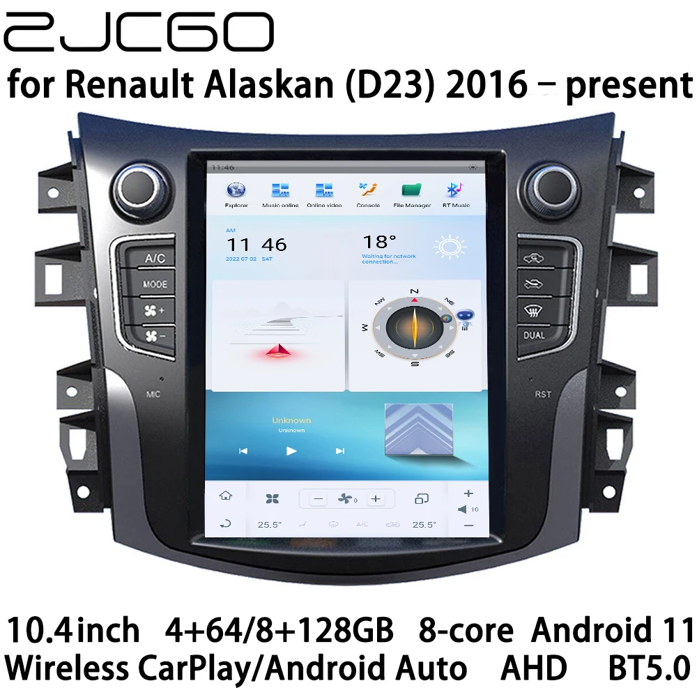 

ZJCGO Car Multimedia Player Stereo GPS Radio Navigation Android 11 Screen for Renault Alaskan D23 2016 2017 2018 2019 2020 2021