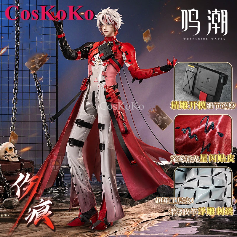 

CosKoKo Scar Cosplay Game Wuthering Waves Costume Fashion Red Uniforms Full Set Halloween Party Role Play Clothing S-XXL New