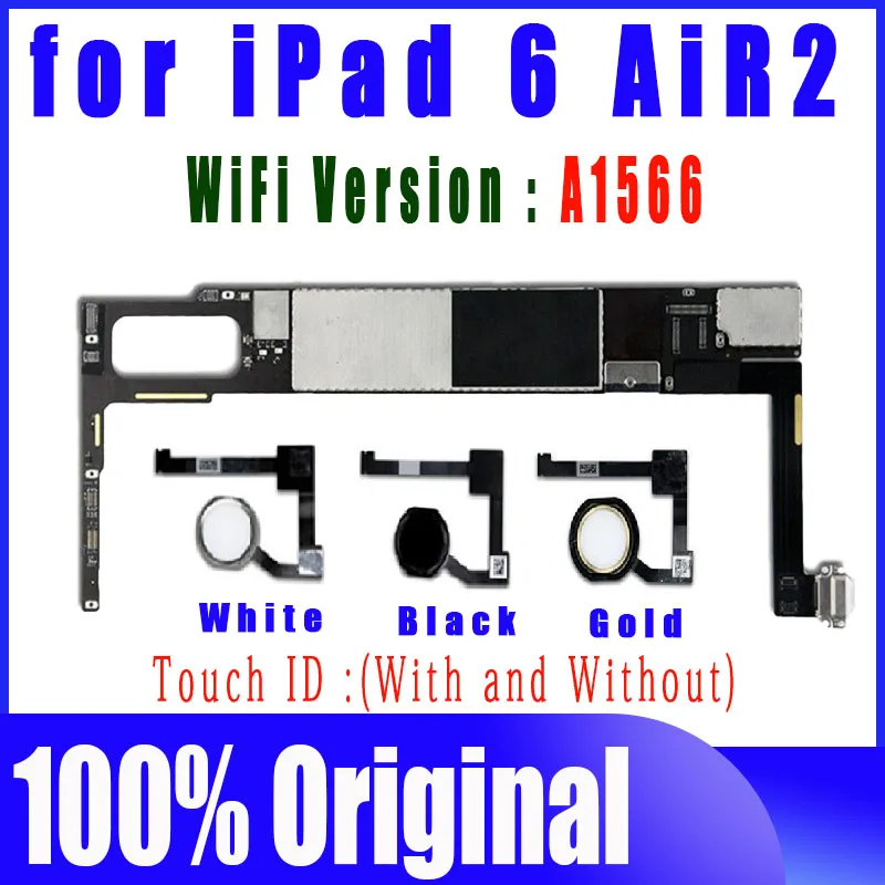 100% Tested Free iCloud Motherboard With Full Chips A1566 Wifi Version Mainboard For IPad 6 Air 2 Logic Board