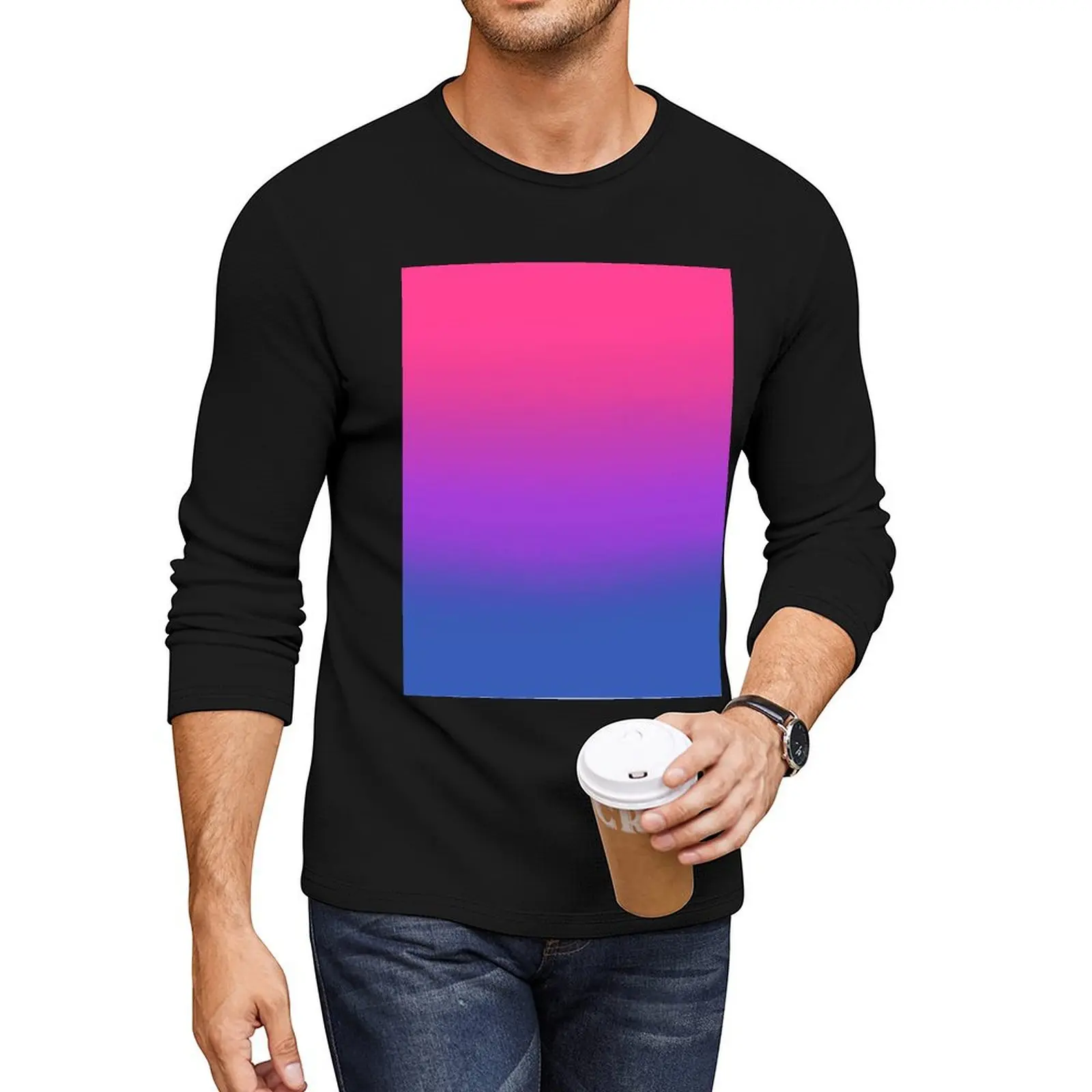 

Blurred Bi Flag Design Long T-Shirt blank t shirts sublime t shirt Blouse mens big and tall t shirts