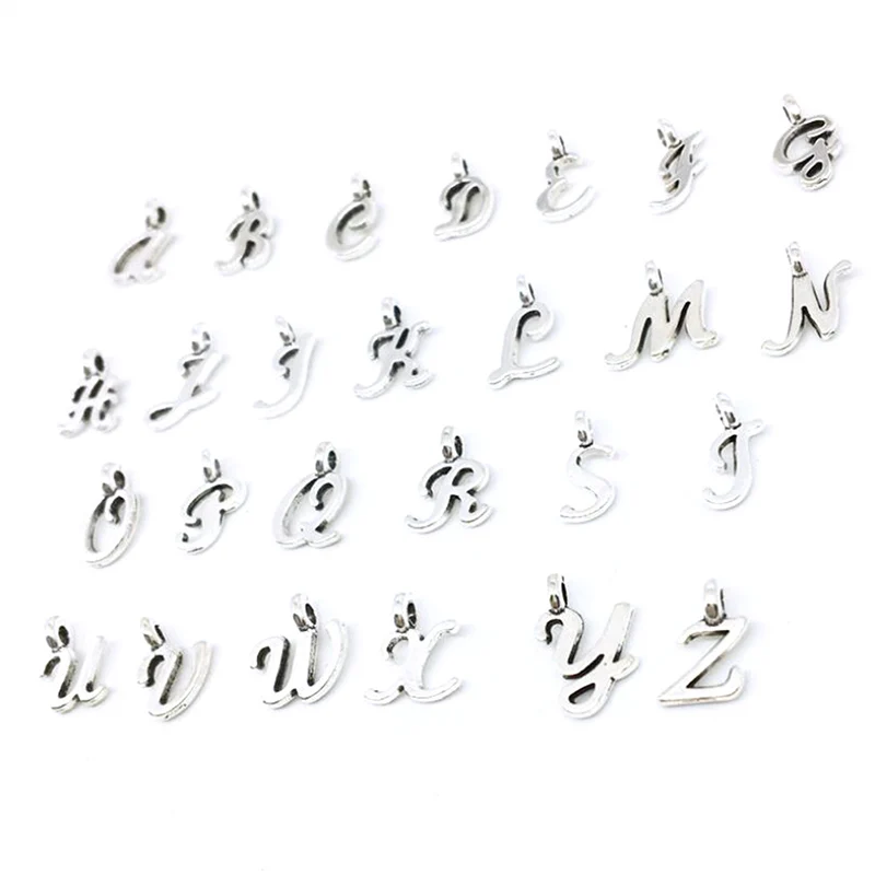 26Pcs 26 English Alphabet Letters Charms Pendants DIY Handmade Jewelry Craft