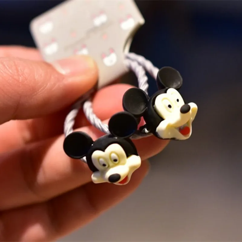 Disney Anime Mickey Mouse Hair Rope Kawaii Minnie Mouse Girl Hair Rope Cartoon Princess Hair Accessories Children Gifts