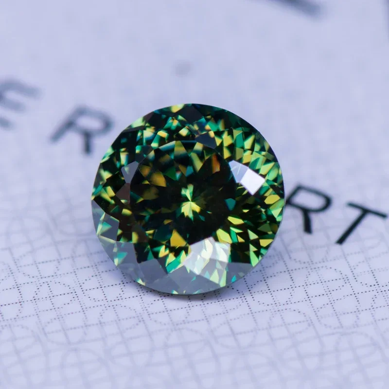 Pedra moissanite 100 corte facetado cor primária amarelo verde formato redondo joias avançadas anéis brincos fazendo com relatório gra