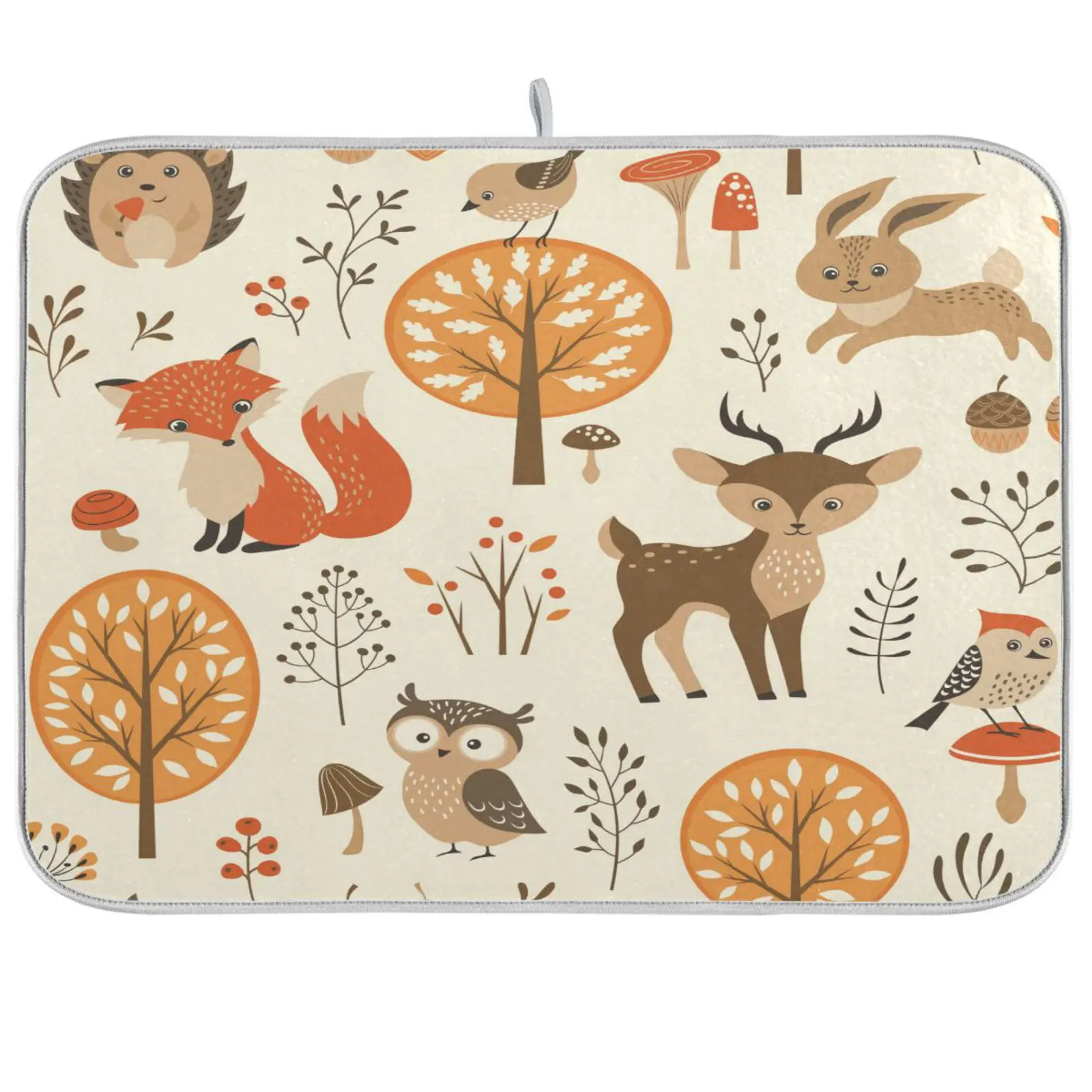 

Autumn Forest Fox Deer Animal Kitchen Counter Microfiber Dish Drying Mat Anti-slip Absorbent Placemat Tableware Pad Dish Mat