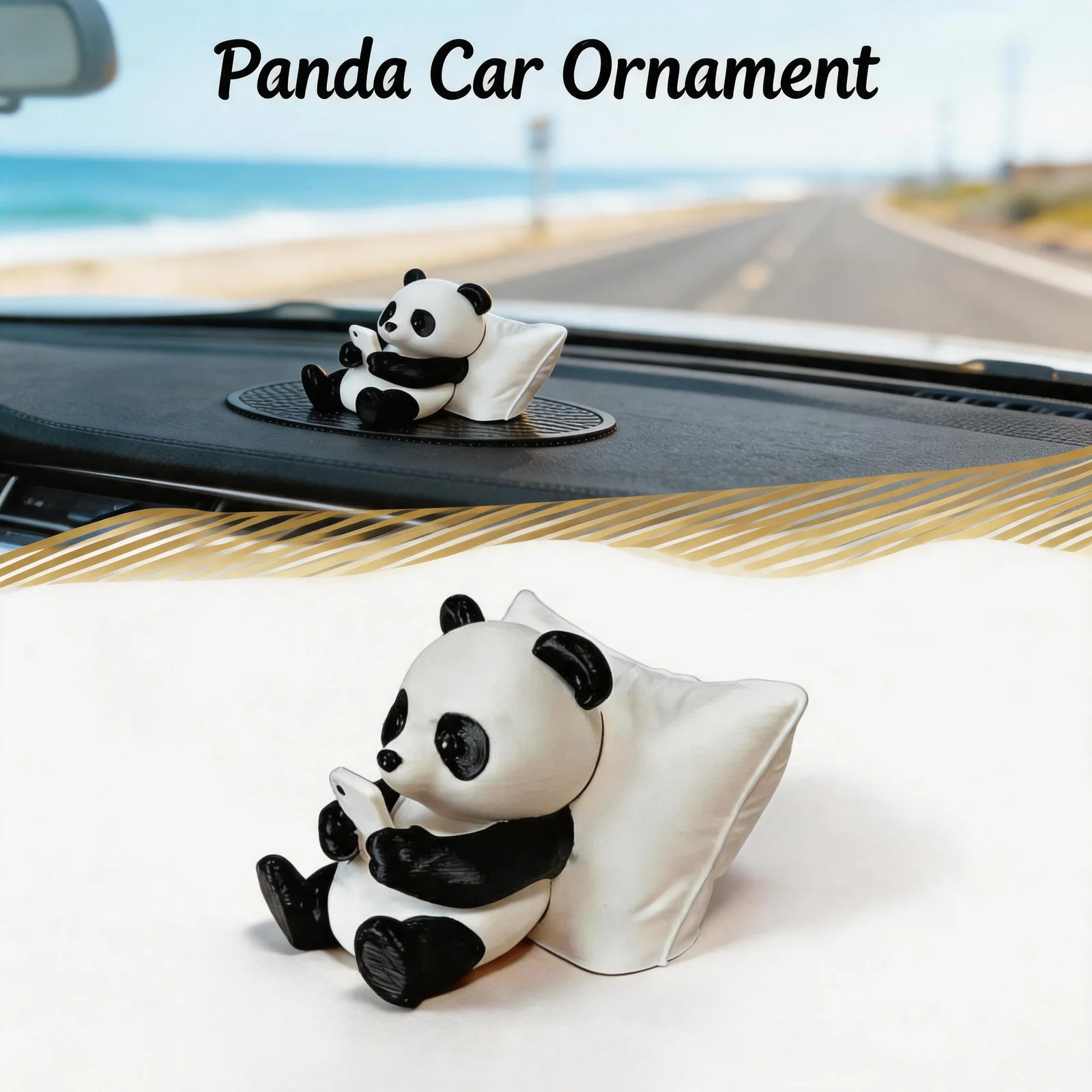 Cute Animal Model Panda Sculpture Ornament Desktop Office Decoration Car Decor Collectible Figurines Car Ornament Creative