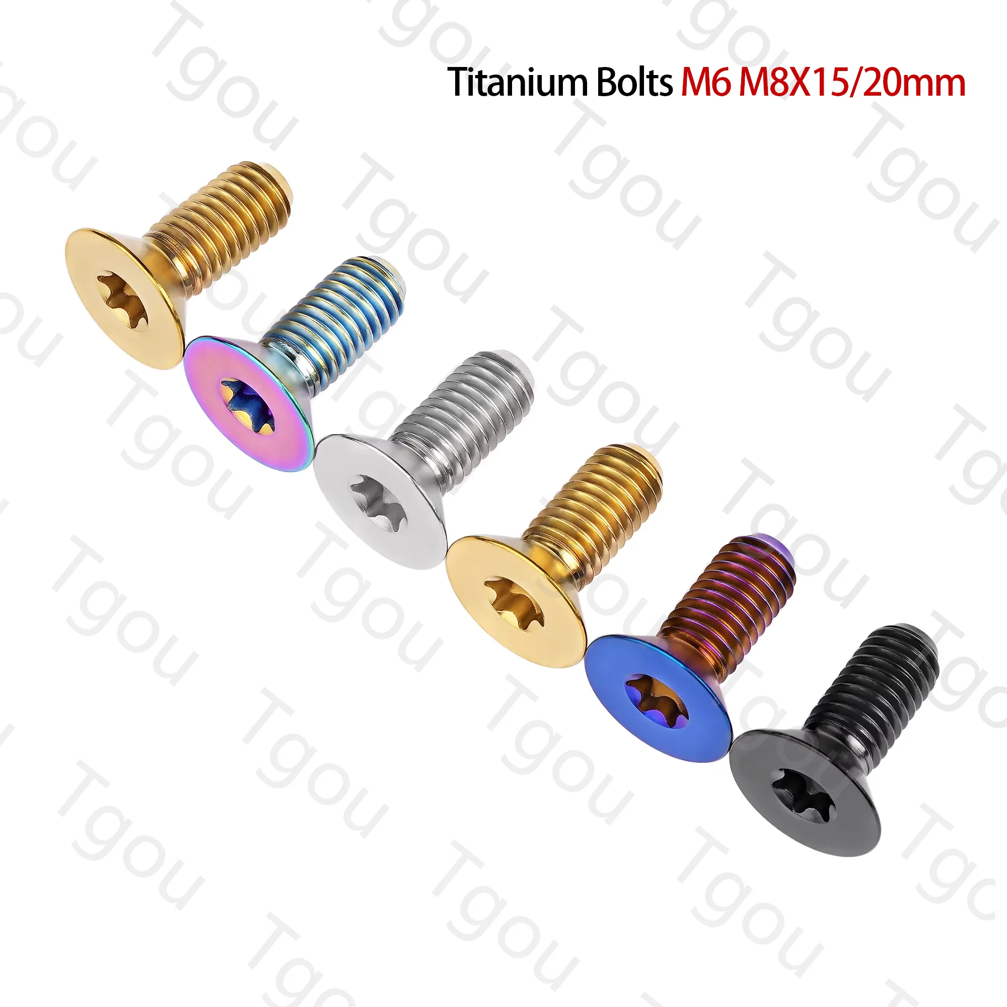 Tgou Titanium Bolts M6 M8X15/20mm for Motorcycles Countersunk Head Titanium Screws with Plum Blades