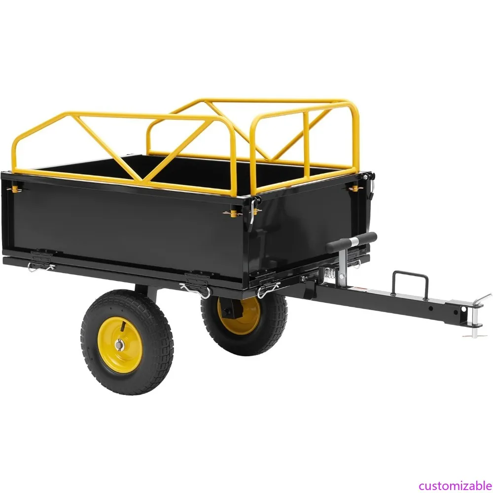 

500 lbs Capacity, 12 Cubic Feet, ATV and UTV Towable Dump Cart with Detachable Sides and Rear