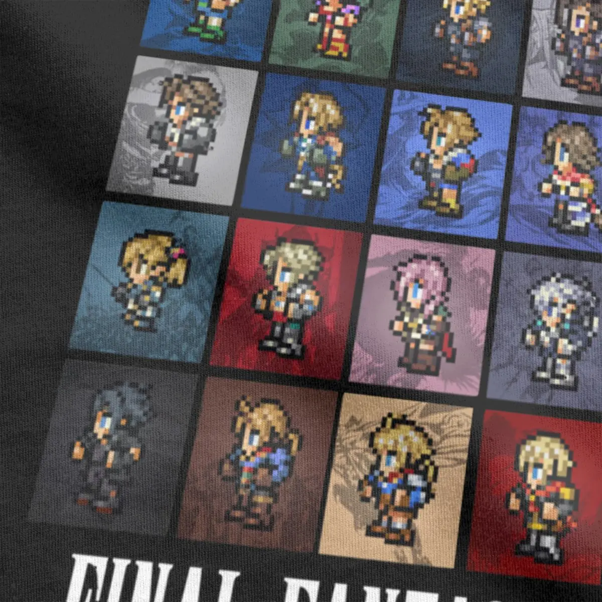 Final Fantasy All FF PIXEL SPRITE Men\'s shirt Cool Tees  video games Round Collar T-Shirt Pure Cotton Graphic Printed Clothes