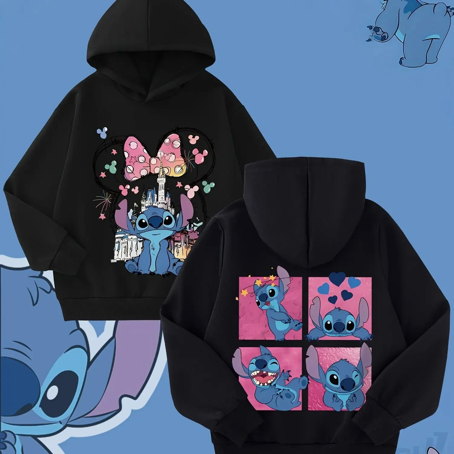 Bluza z nadrukiem Lilo, wysokiej jakości, dla chłopców i dziewcząt, z motywem czerwonego serca, jesienno-zimowa, modna bluza typu pulower.