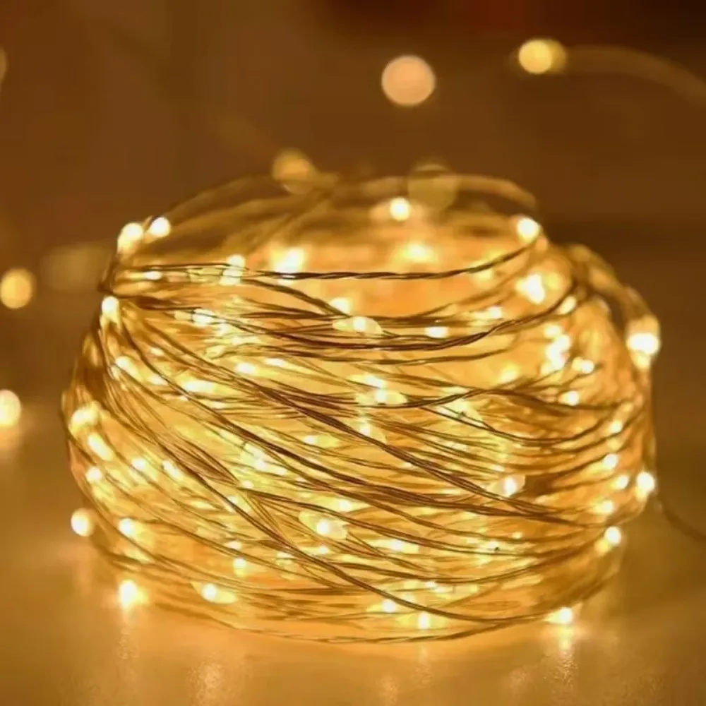 USB Copper Wire Lights Warm White for Christmas Weddings Parties Homes Windows Balconies Yards Gardens Patios Festive Decoration