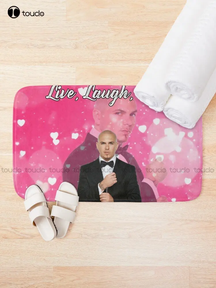 Mr Worldwide Says To Live Laugh Love Pink Pitbull Bath Mat Games Bathroom Rug