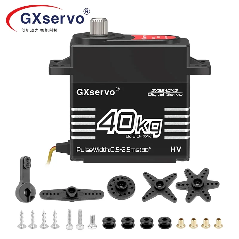 

Сервоприводы GXservo 40 кг, цифровой сервопривод с высоким напряжением, металлической шестерней, ШИМ для радиоуправляемого автомобильного двигателя масштаба 1/8 1/10