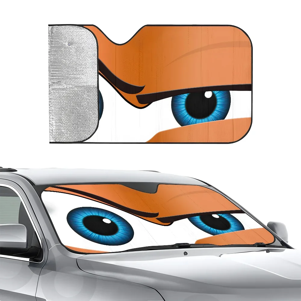 

Cartoon Eyes Cute Car Sunshade Heat-insulating Aluminum Film Windshield Sunshades Blocks UV Rays Car Sun Visor Protector