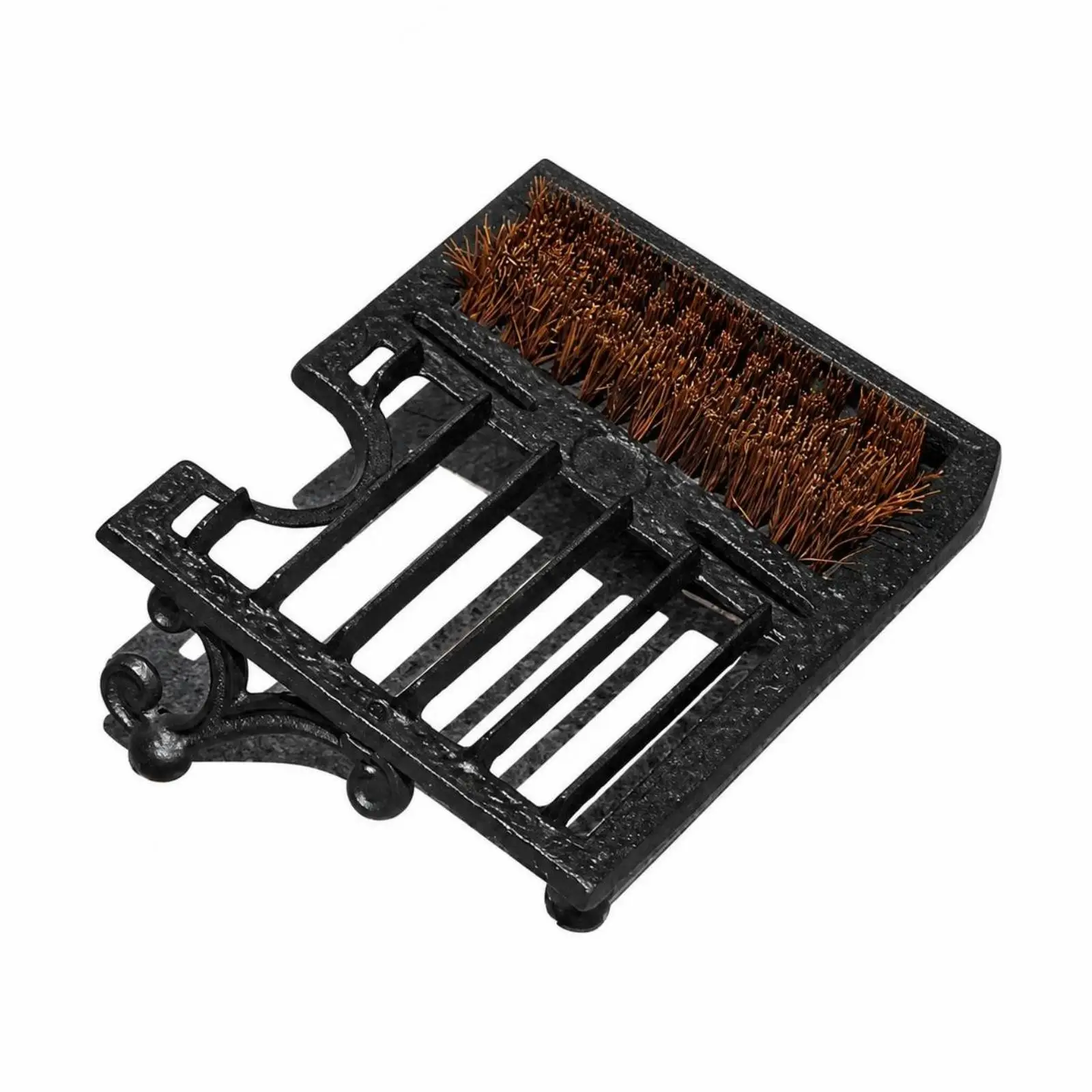 Compact Cast Iron Shoe Brush for Doorway Debris Removal with Built in Scraper and Bristle Section for Shoe Protection