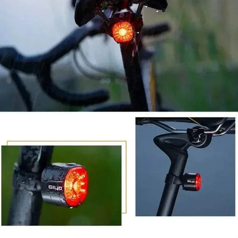 GIYO Bicycle Smart Brake Tail Light MTB Road Bike Auto Brake Sensing Light IPX6 Waterproof LED Warning Rear Lamp Colorful light