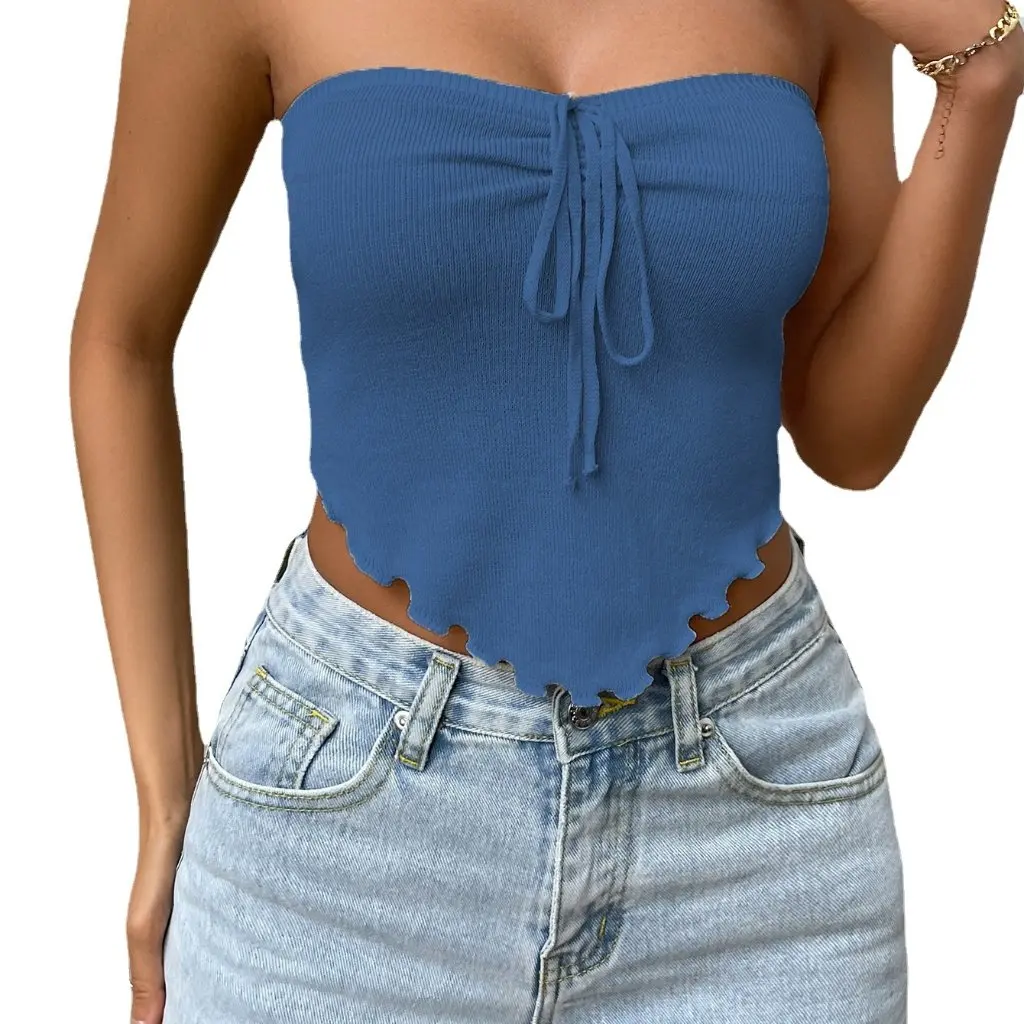 

Women's Spring/Summer Short Tube Top Independent Station European American Style Wrapped Chest Top for Hot Girls