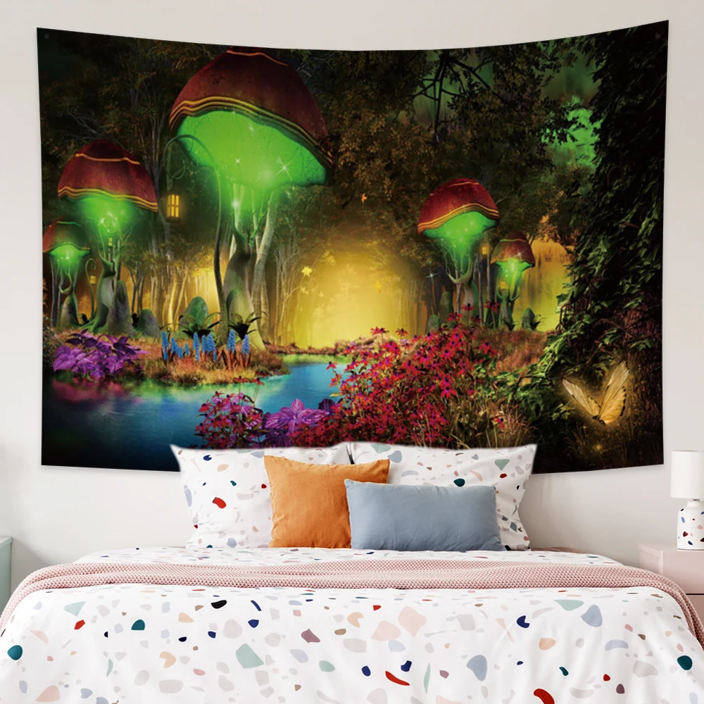 

Trippy Mushroom Hippie Tapestry Psychedelic Wall Hanging Decoration for Living Room Bedroom Tapestry Home Art Decor