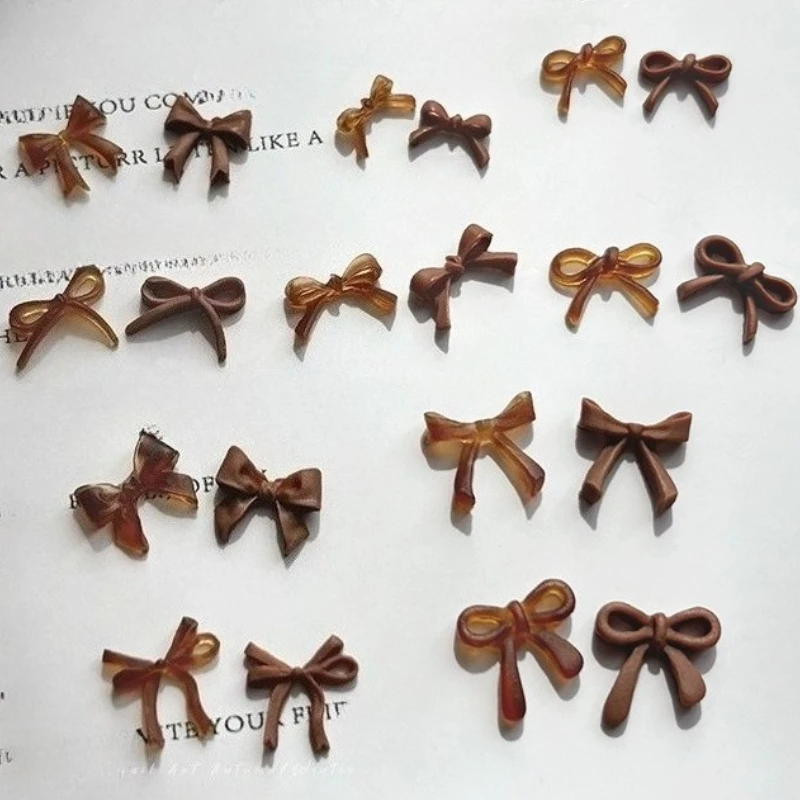 لطيف الراتنج Bowknot البني الأحمر الأسود الوردي ربطة القوس فيونكة سحر جميل الشريط بسيط أنيق مسمار الفن زينة مانيكير أداة الملحقات