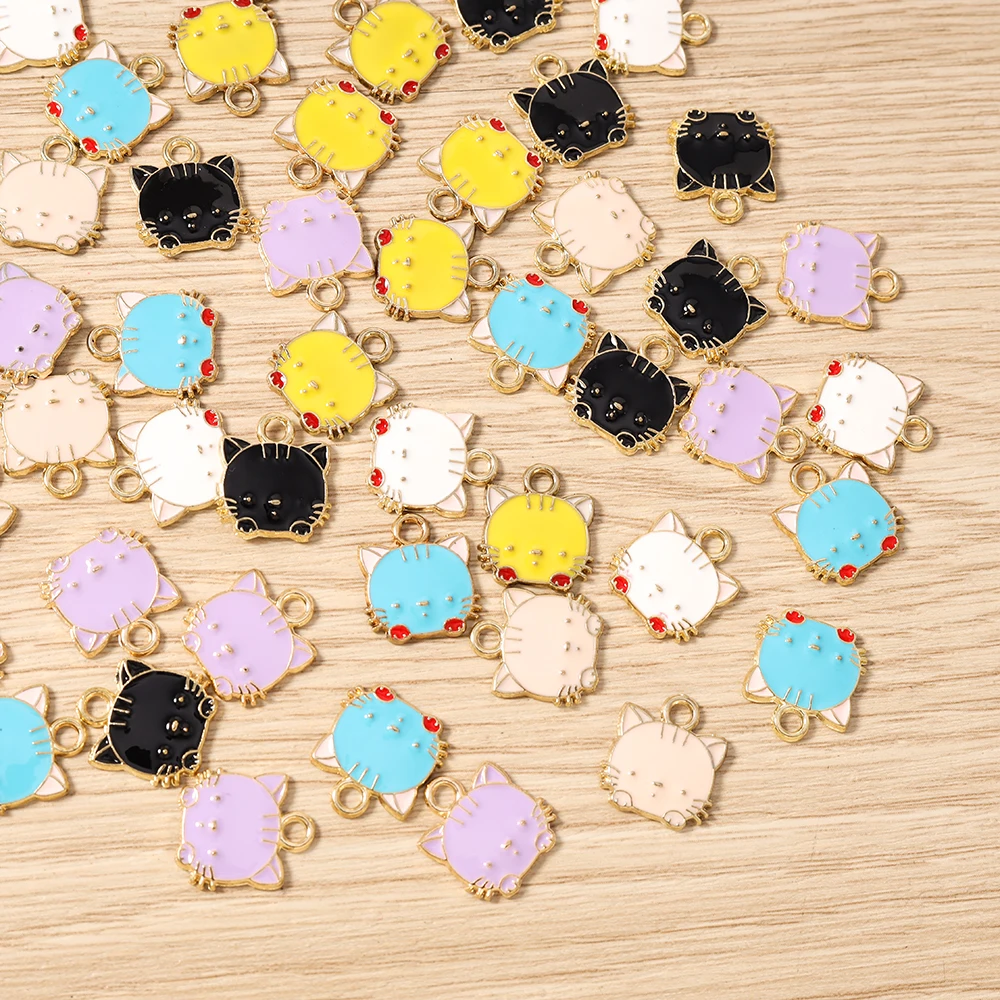 Tusember 20 Stück 14*15mm Niedliche Katzen-Anhänger Emaille Tier-Katzen-Charms für Ohrringe, Armbänder, Halsketten, Anhänger, Schmuckherstellung – Detail 2