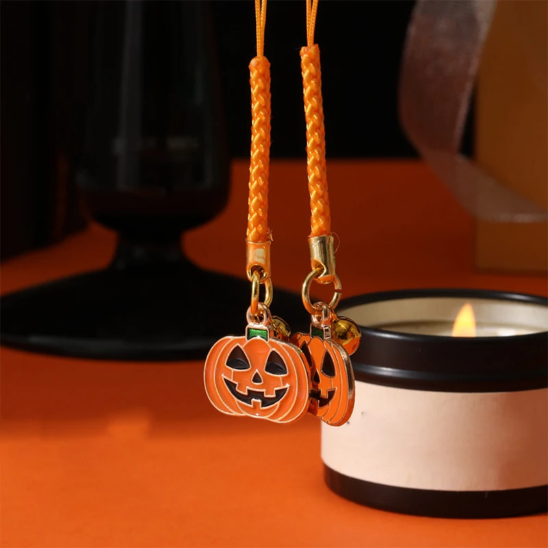 Cordón de cadena de teléfono de calabaza fantasma de Halloween, encanto Simple, funda de teléfono antideslizante, joyería de cuerda para regalos de mujer