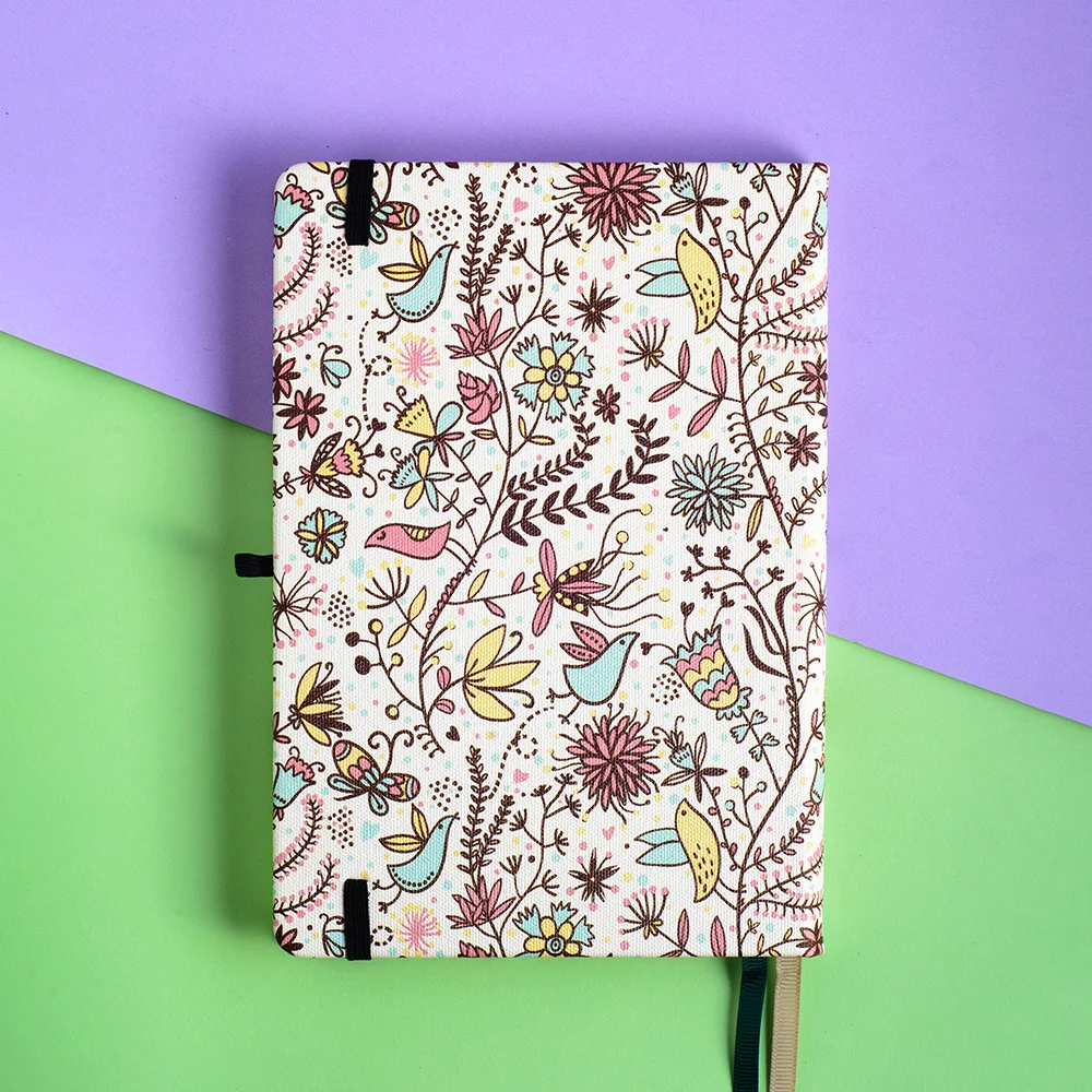 Corderona Floral Bullet Dotted Journal 160gsm Thick Paper Elastic Band Collage A5 Hardcover Notebook