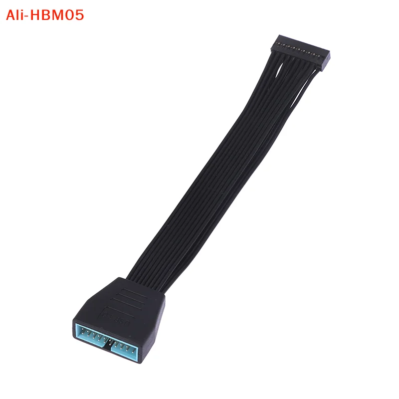 (HB05)For Motherboard 5.9inch/15cm Small Mini USB 3.0 19/20 Pin Internal Extension Header Adapter Cable Black Flat Wire Cable