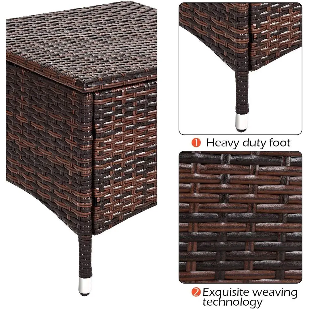 2-Seat Wicker Patio Furniture Set with Glass Coffee Table for Outdoor Garden and Poolside Conversation