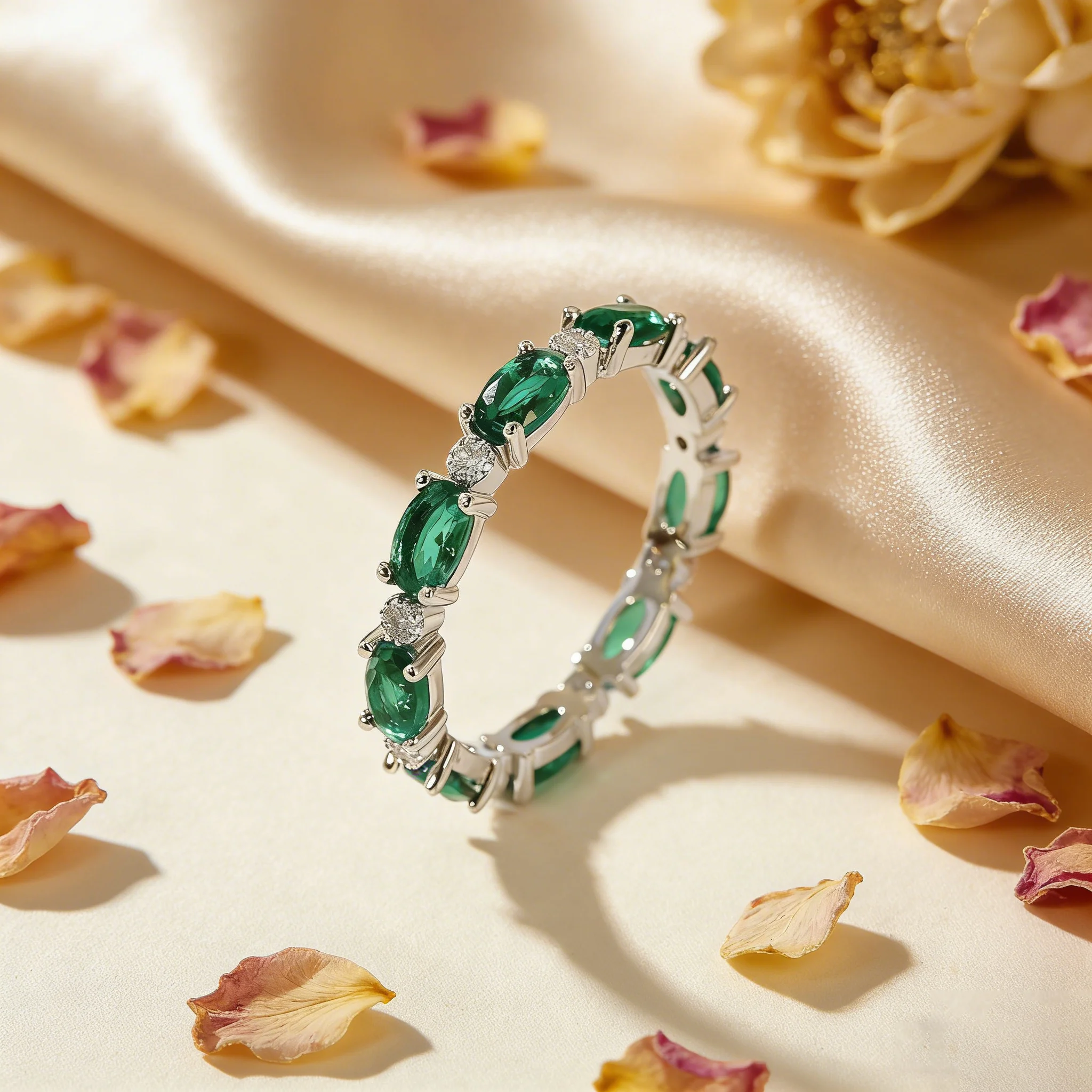 Zierlicher grüner Kristall-Versprechensring mit weißen Zirkonia-Steinen, Vintage-Statement-Schmuck für Frauen, bedeutungsvolle Geschenke zum Hochzeitstag – Detail 7