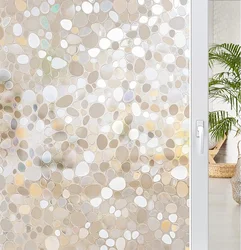 Window Privacy Film Decorative Window Clings UV Blocking Window Coverings Static Cling Non Adhesive Door Stickers Pebble
