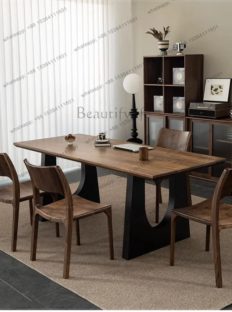 

Обеденный стол из североамериканского черного ореха, прямоугольный, в старинном стиле, со встроенной рабочей поверхностью/столешницей.