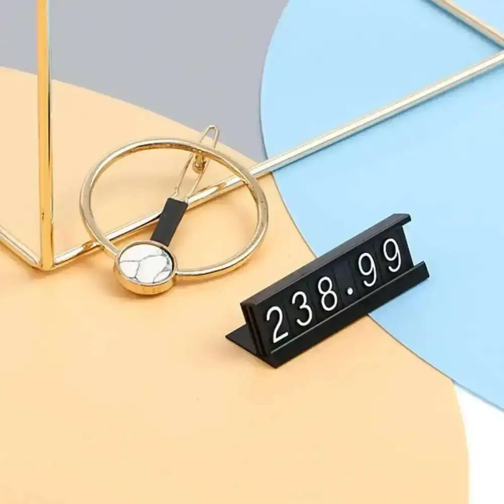 16 Pieces Golden Silvery Black Number Letter With Base Adjustable Price Display Stand Tag Label Sets Of Number Labels