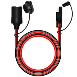 SAE to Car Female Cigarette Lighter Socket SAE Quick Disconnect Connector Plug 14AWG Heavy Duty Extension Cable 1.5m Dust Cap