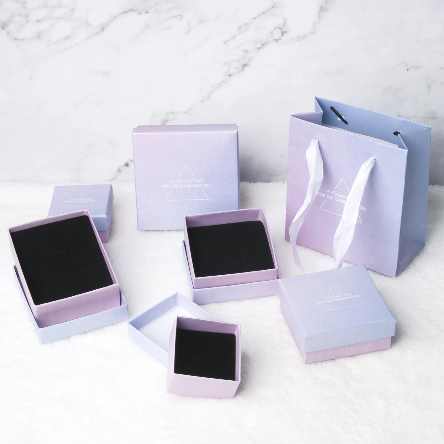 1PC Square Jewelry Organizer Box Gradient Color Kraft Paper Display Gift Boxes Engagement Ring for Earring Necklace Bracelet