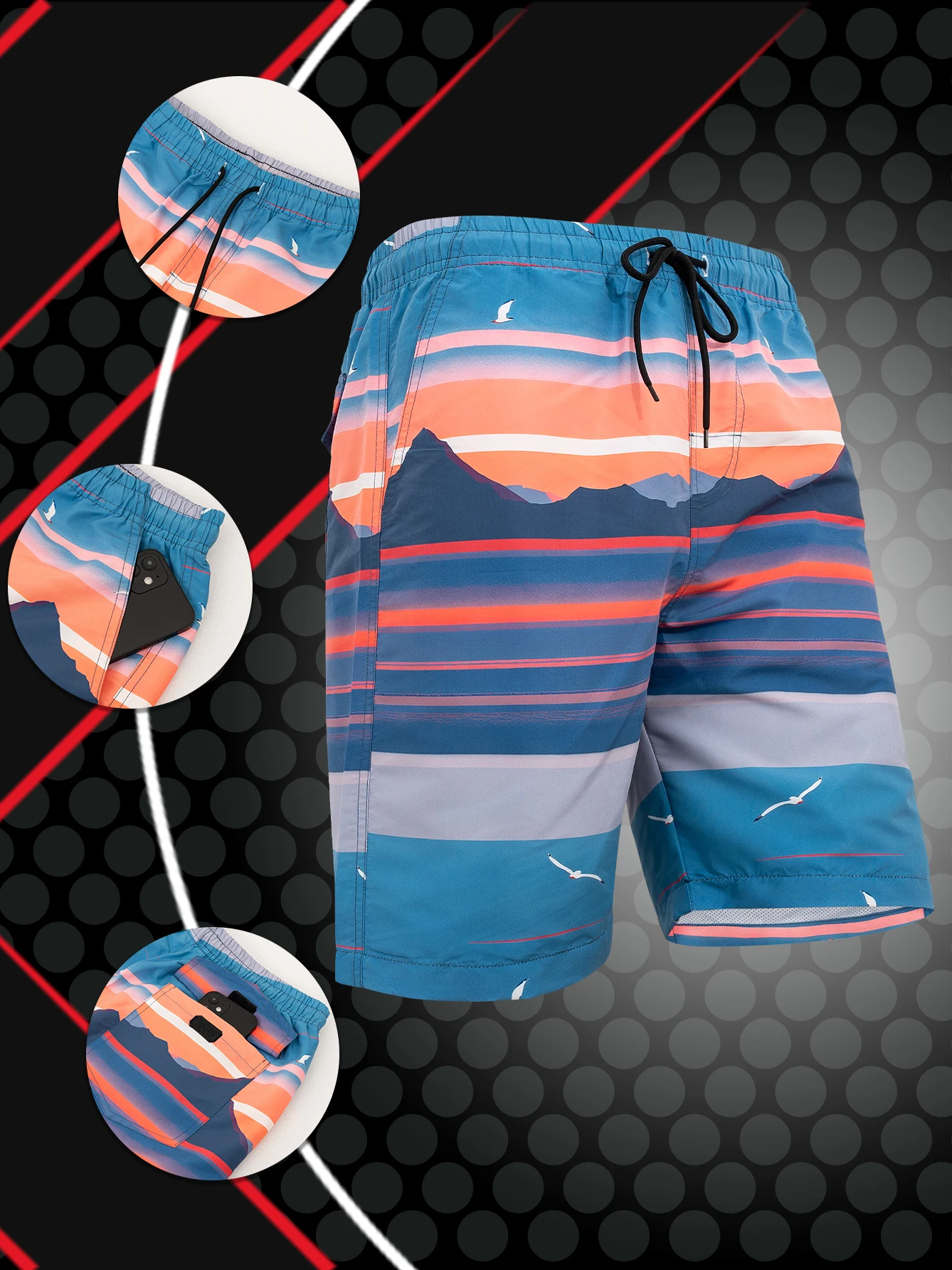 Pantaloncini da spiaggia leggeri ad asciugatura rapida da uomo pantaloncini da bagno con coulisse in vita elastica costumi da bagno primaverili ed