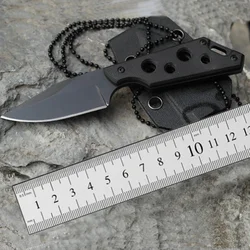 New Outdoor Mini Pocket Straight Knife, Portable Self-Defense Survival EDC Knife, Multifunctional Necklace Neck Knife