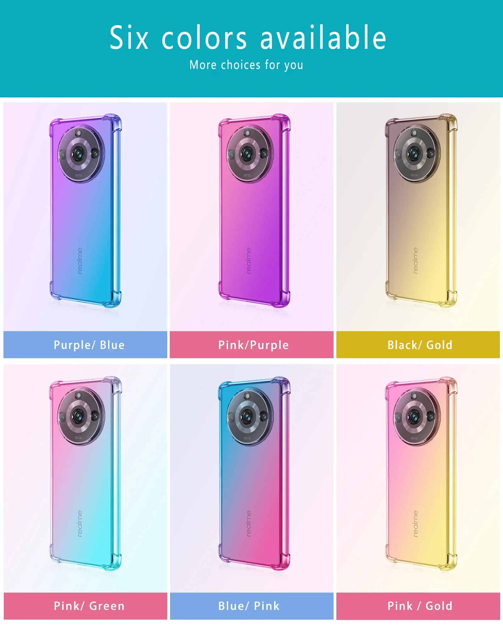 Shockproof Gradient Airbag TPU Case for Realme 12 11 Pro Plus 5G Pro+ Protective Cover Fundas Coque Shell